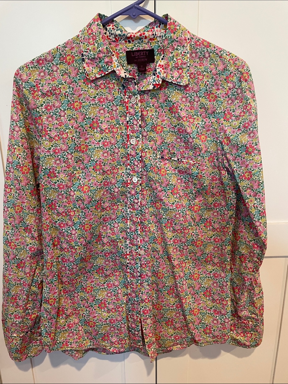 JCrew Liberty of London Pink, Green & Yellow Floral Button-Down Shirt
